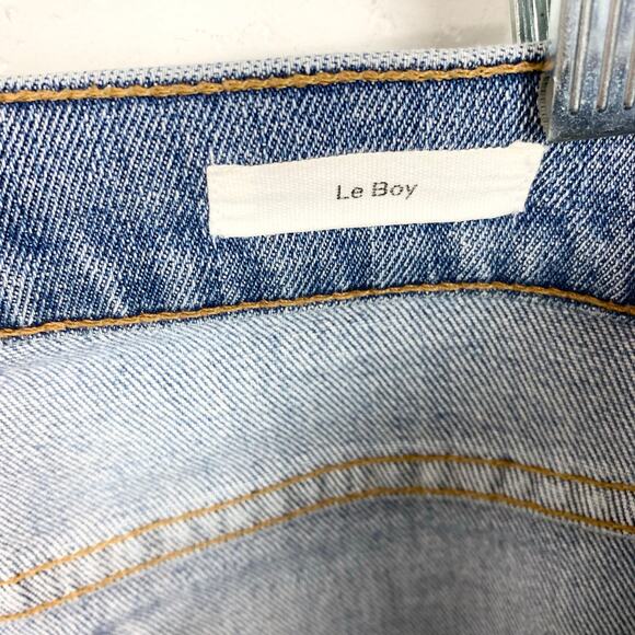 Frame Denim Womens Le Boy Distressed Jeans Shredded Holes Mclane Blue Size 31 - Picture 4 of 11